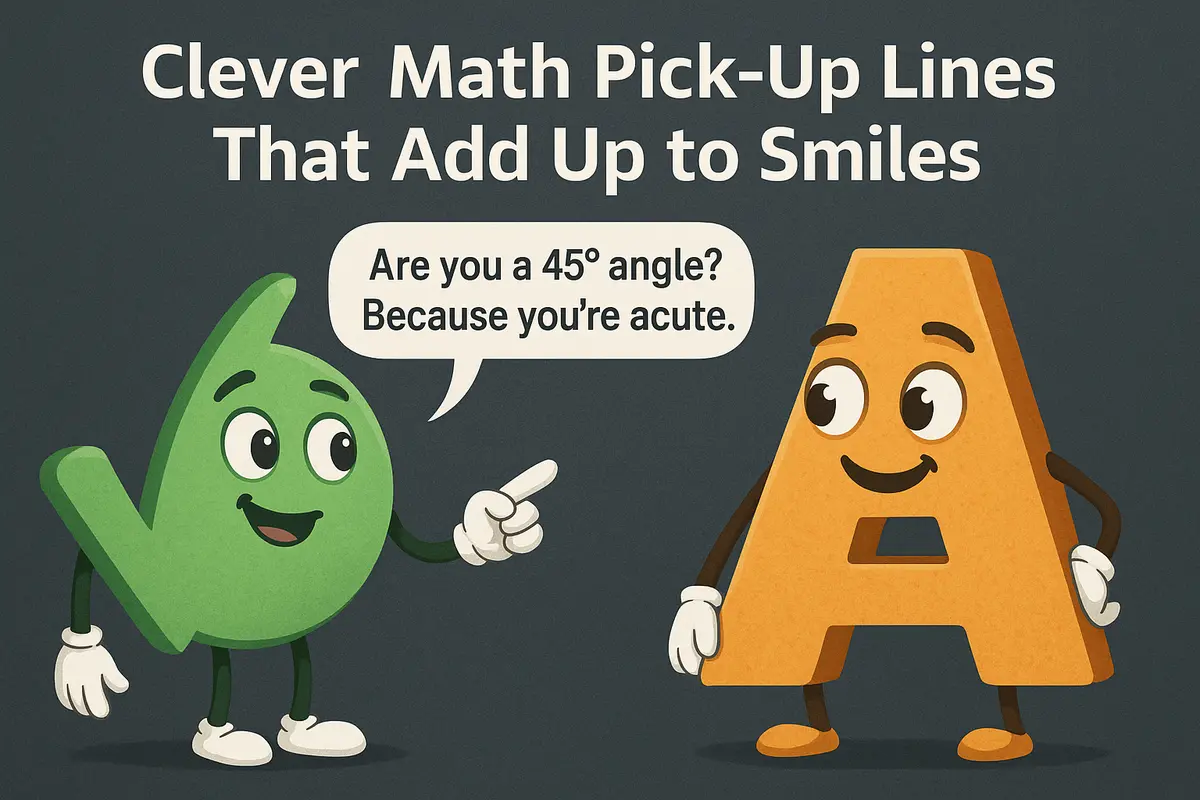 cartoon math characters with clever pick-up line