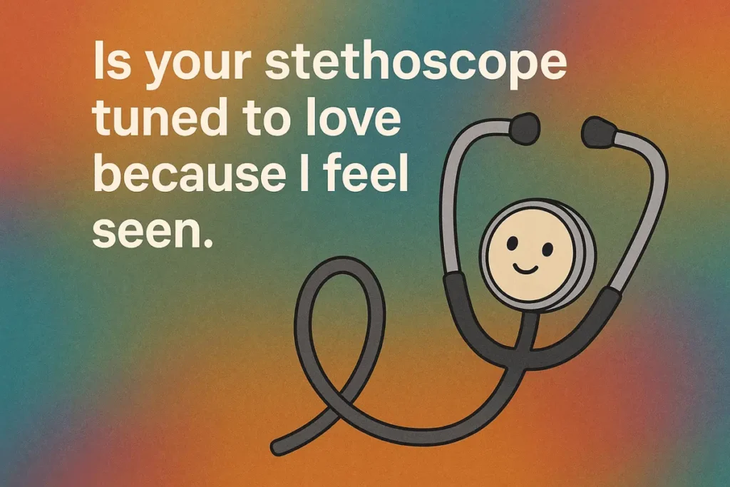 Nurse pick up line with cute stethoscope on colorful background