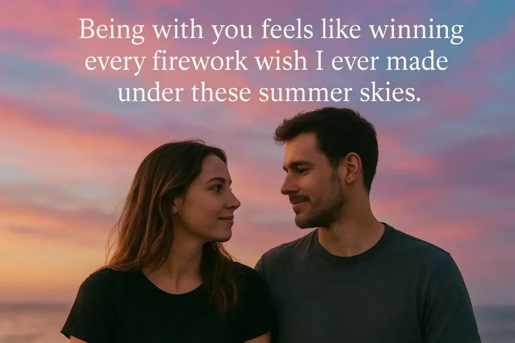 Being with you feels like winning every firework wish I ever made under these summer skies.