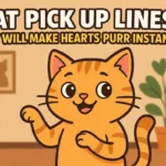 Cartoon cat with text for Cat pick up lines