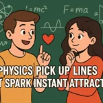 Cartoon couple with heart and equations – physics pick up lines visual