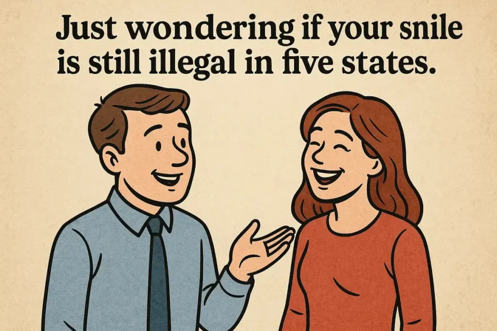 cartoon couple laughing over pick up lines to make her blush