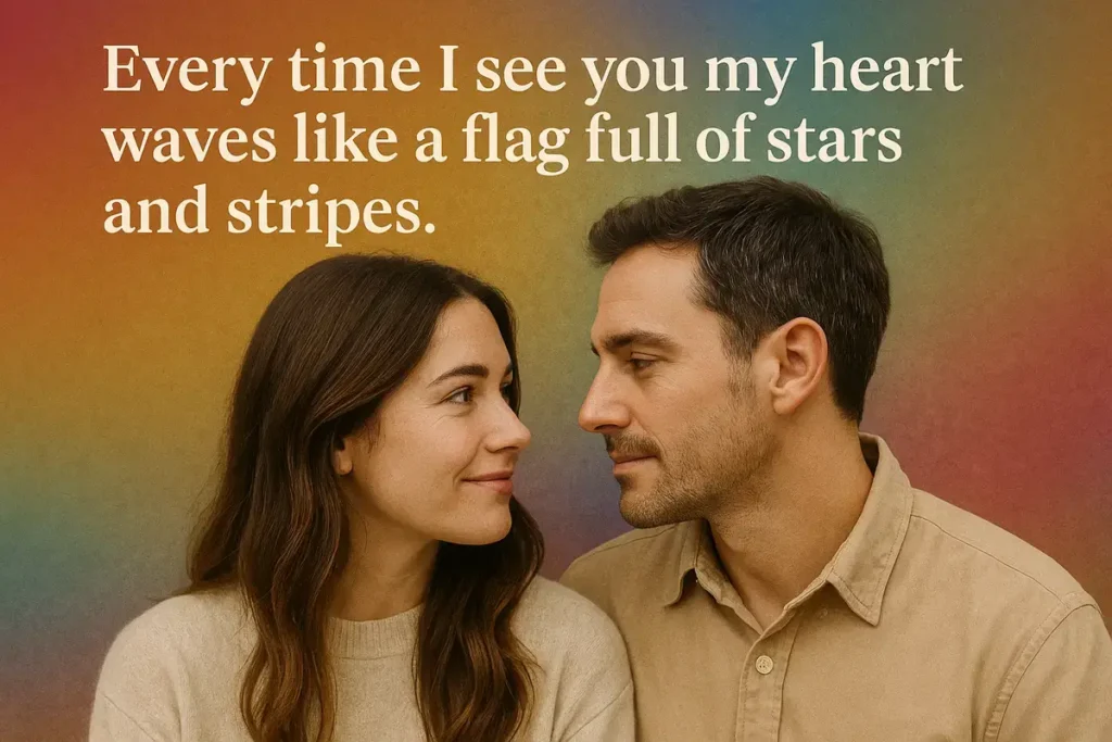 Every time I see you my heart waves like a flag full of stars and stripes.
