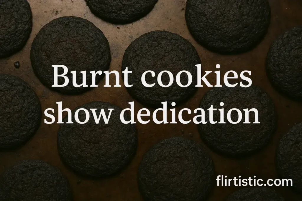 Burnt cookies show dedication.