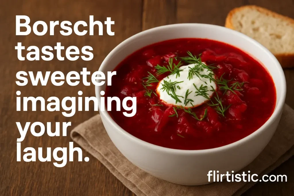 Borscht tastes sweeter imagining your laugh.