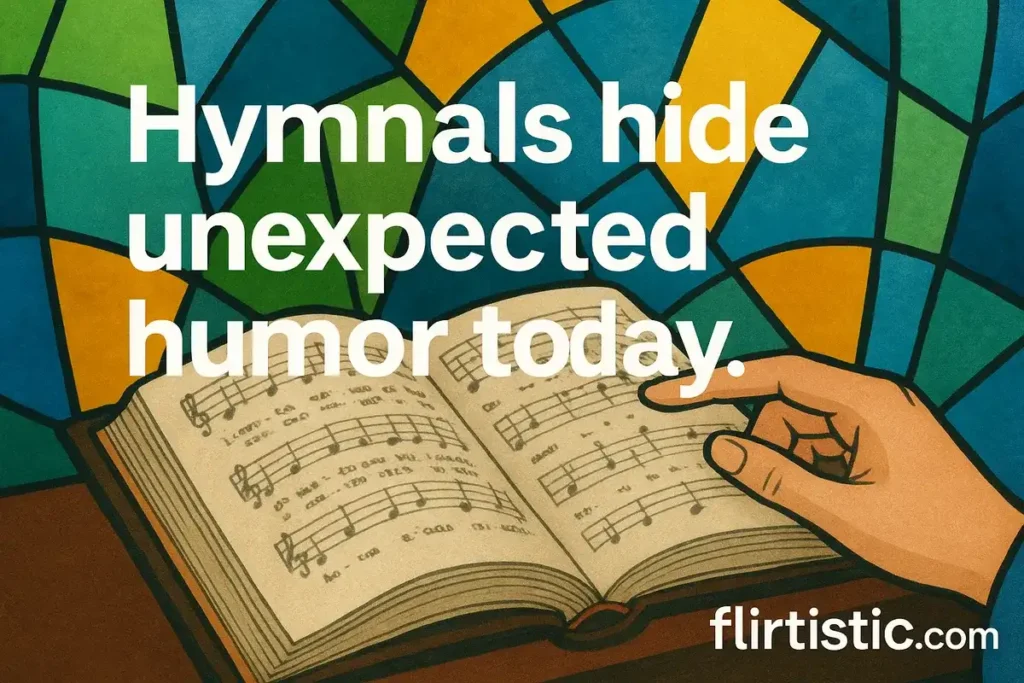 Hymnals hide unexpected humor today.