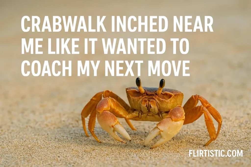 Crabwalk inched near me like it wanted to coach my next move.