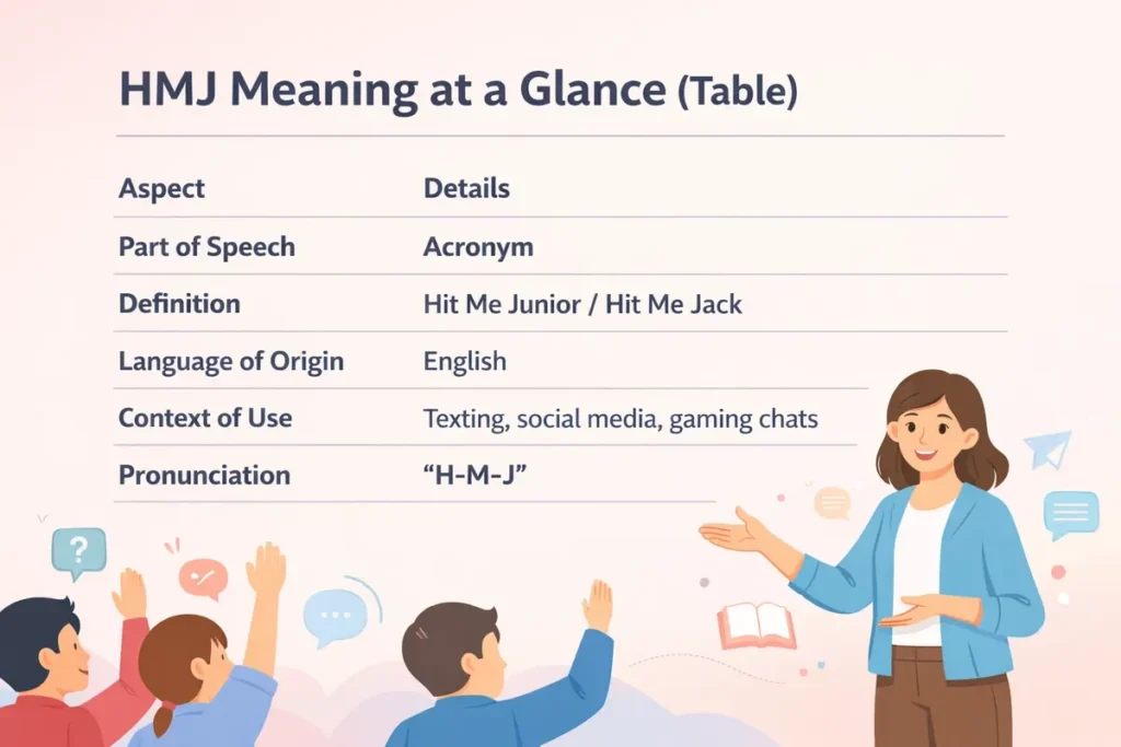 HMJ Meaning at a Glance (Table)
